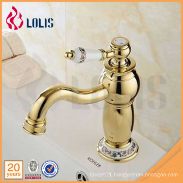 European deck mount single lever basin bathroom solid gold faucet